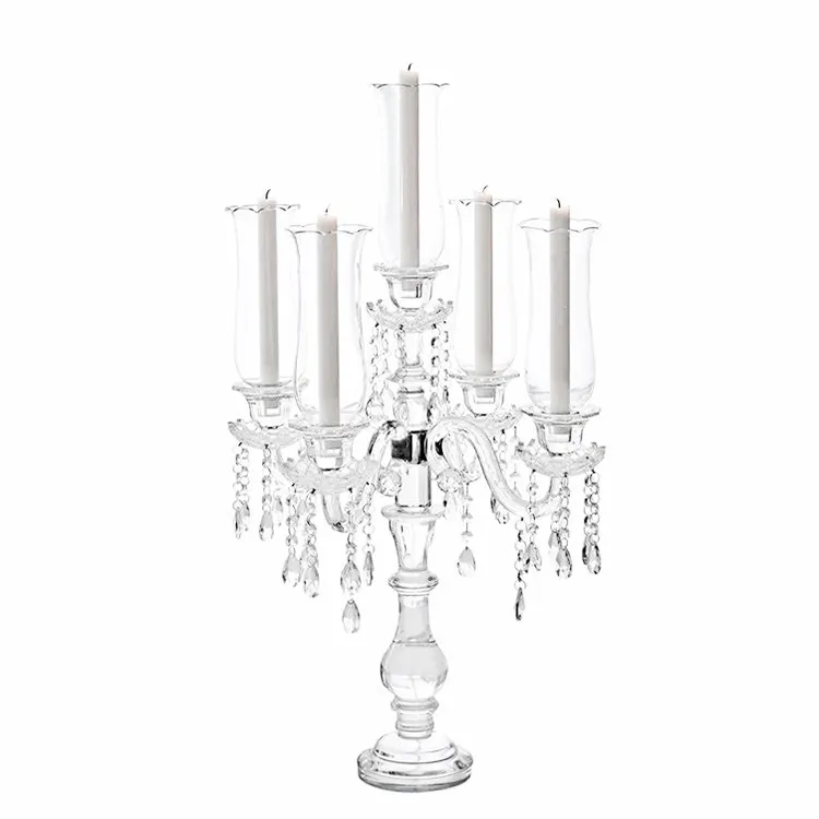 Pujiang Lyco nuovo Design candelabri di cristallo alti all'ingrosso di buona qualità con 5 braccia per matrimoni