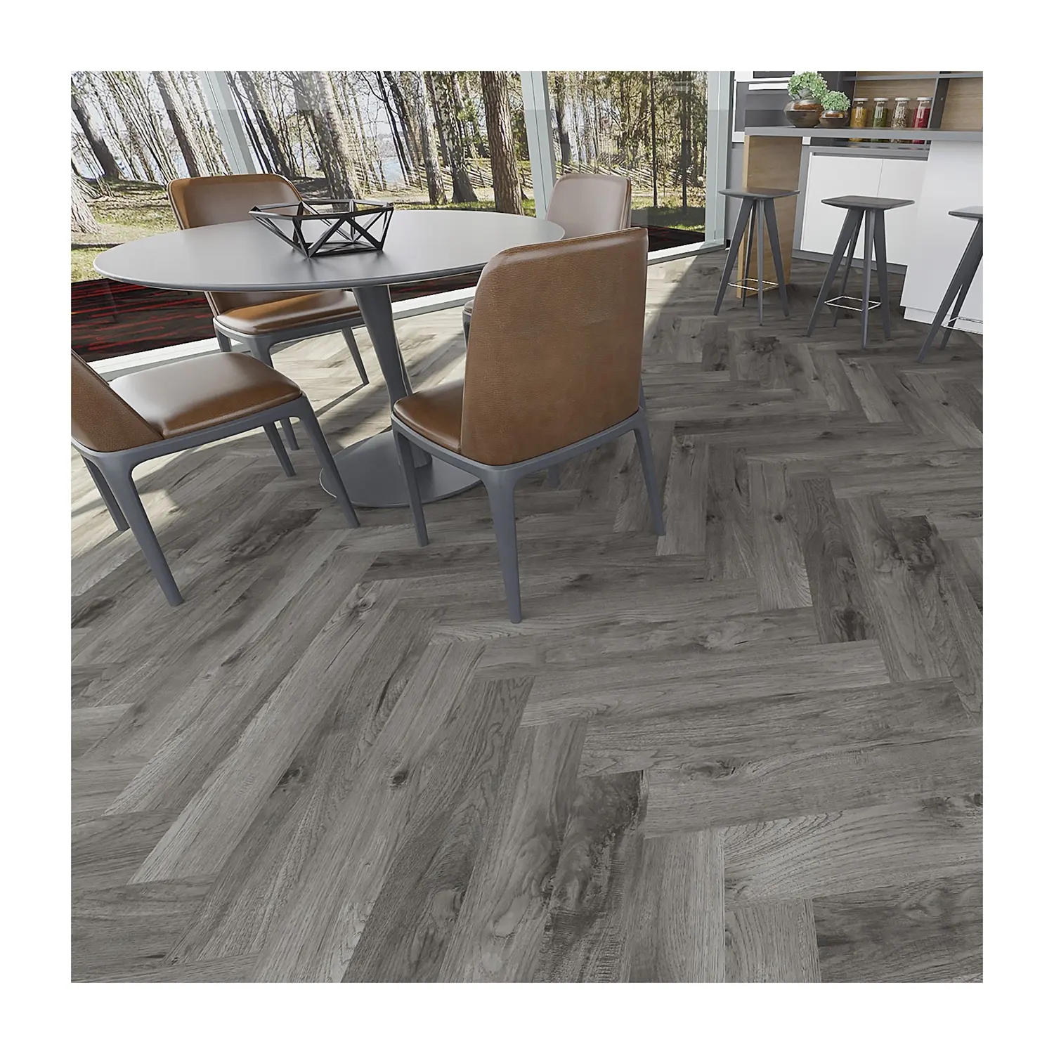 SPC Wood Vinyl Flooring Herringbone Parquet Tilesと4ミリメートルThickness 1.5ミリメートルIXPE Pad