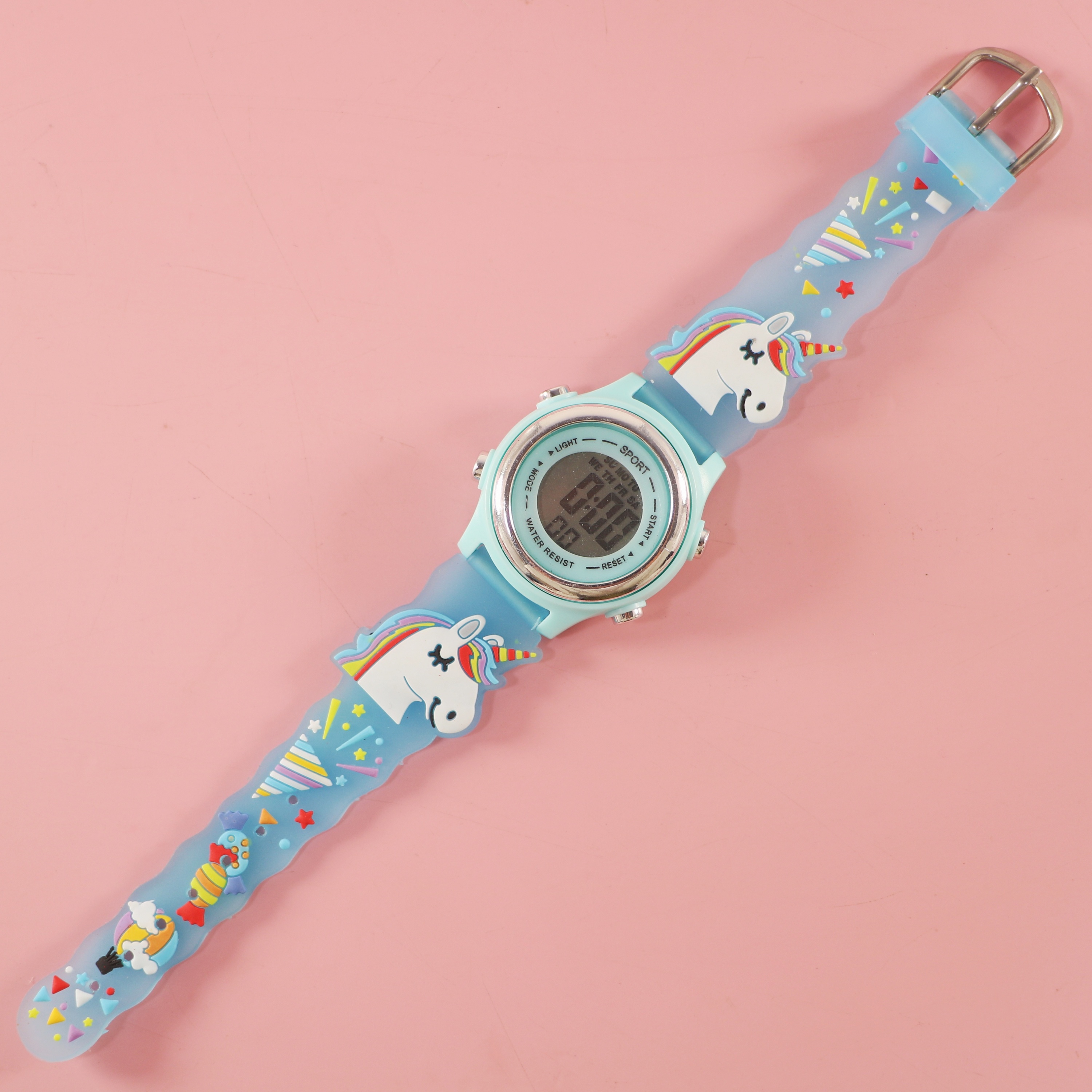 Azul claro con estampado de unicornio 3