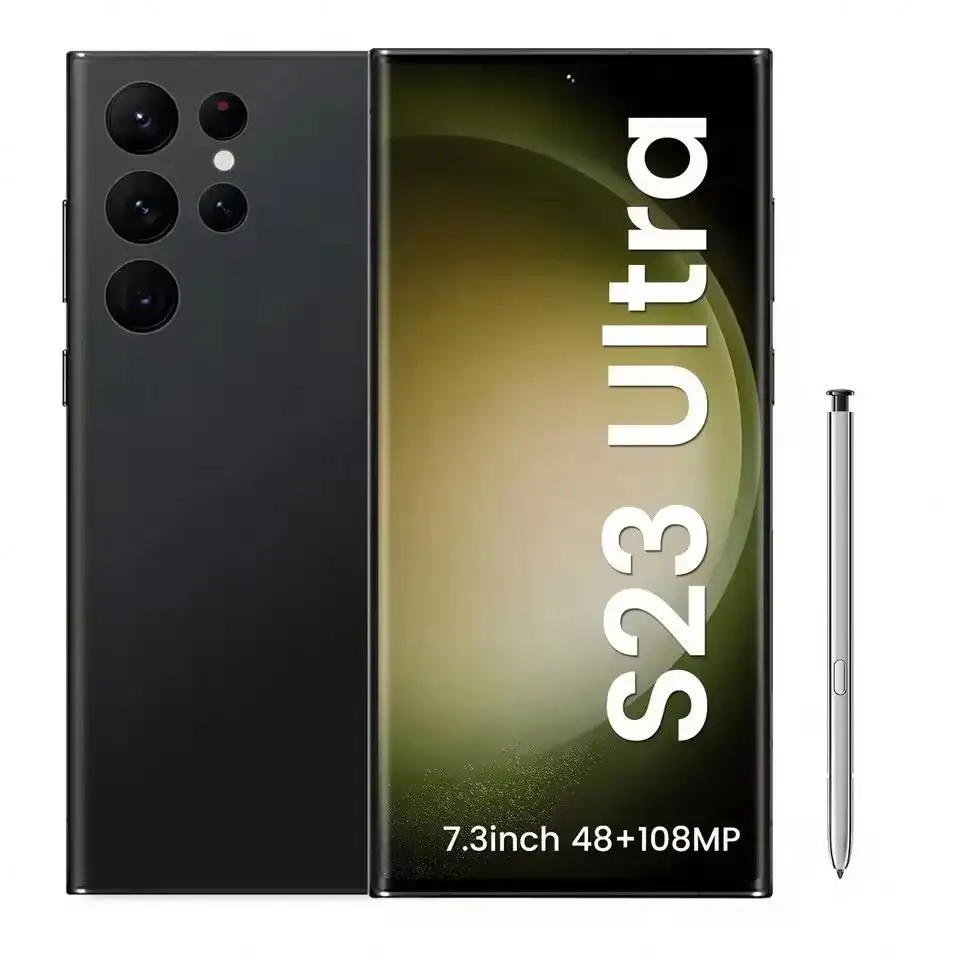 Los más vendidos de Asia 2024 nueva llegada S23 Ultra AI teléfono inteligente HD Cámara Dual desbloqueado teléfono celular con Stylus compatible con YouTube