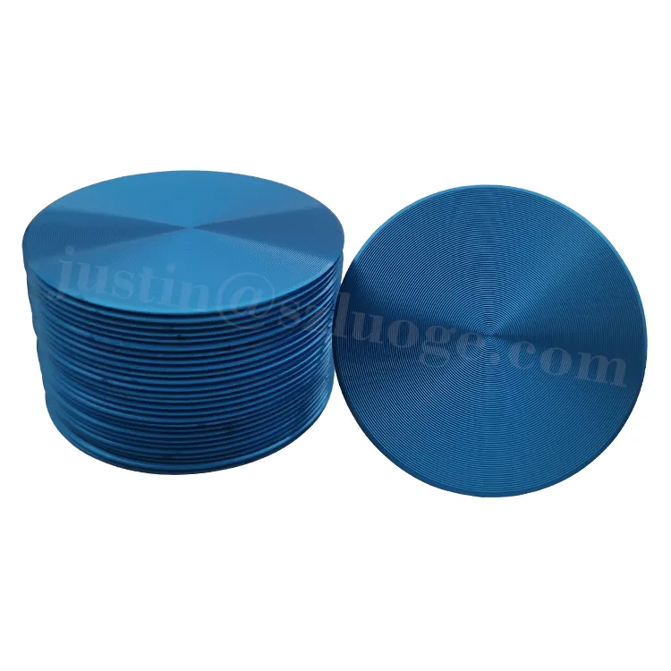 Personalizado de metal anodizado líneas CD aluminio pegatinas logotipo azul redonda de metal anodizado pegatinas línea de CD con etiqueta adhesivo fuerte