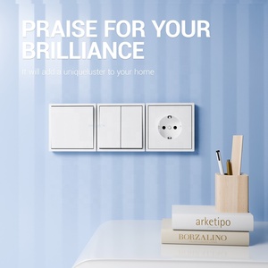 สวิตช์ไฟหนึ่งแก๊งไฟฟ้า EU 80*80มม. ซีรีย์ Z มีสีเทาแผ่นพีซีกันไฟปุ่มกดทันสมัยสวิตช์ไฟ10A