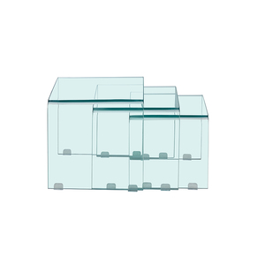 Juego de mesa auxiliar de lujo con forma de cubo para sofá, Juego de 3 piezas de Centro y mesa auxiliar de nido de cristal curvo, con cascada, transparente, 3 unidades - Product Image 3
