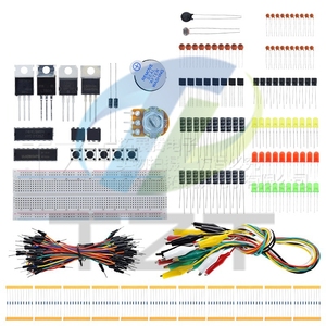 Volles DIY Electronic Kit Bread board Jumper Wire Netzteil Kondensator LED-Licht für Arduino Nano UNO Mega Basic Starter Kit