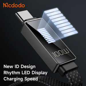 Mcdodo 447 LED Rhythm Display Charger <strong>Cable</strong> Type C to Type C 100W E-mark Stable PD Charging USB C Flat <strong>Cable</strong> for Laptop Android - Product Image 3