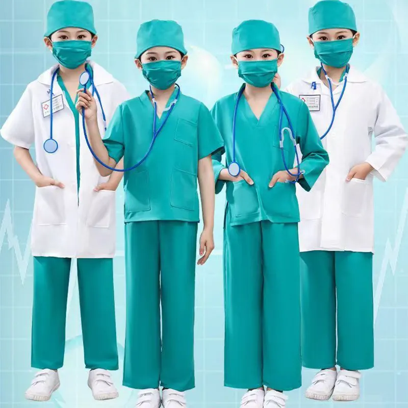 Vestido de uniforme de enfermeira, mostrador de hospital para crianças