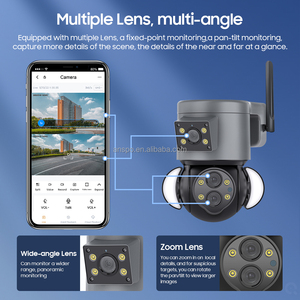 8MP ไฟฟลัดไลท์กลางแจ้งไร้สายหลายเลนส์กล้อง4K 10x ซูมเชื่อมโยง PTZ กล้องวงจรปิด WiFi เลนส์คู่กล้องรักษาความปลอดภัย4MP - Product Image 3
