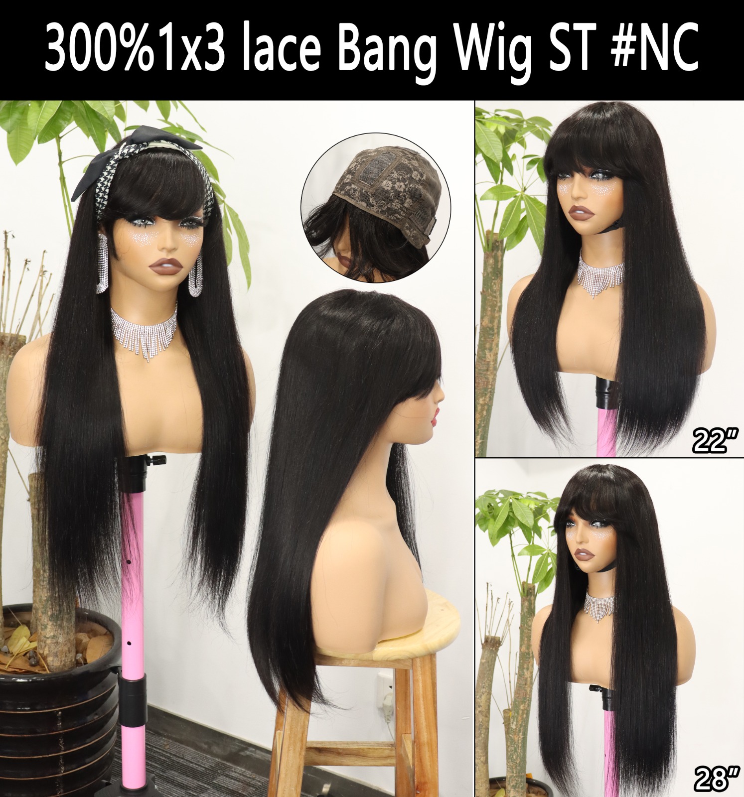 1x3 dentelle bang perruque