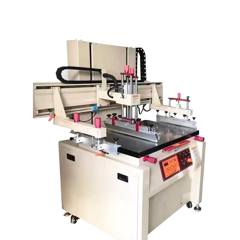 เครื่องพิมพ์ซิลค์สกรีนวัตถุแบนระดับสูงเครื่องพิมพ์สกรีนกึ่งอัตโนมัติสำหรับกล่องกระดาษแข็ง
