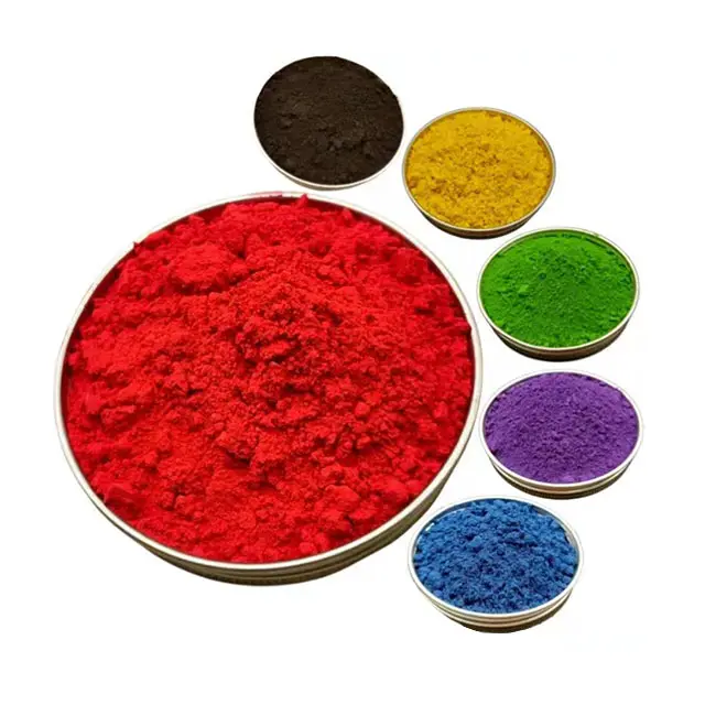 Tinte de hormigón, suministro de fábrica de China, pigmentos de óxido de hierro, varios colores, polvo de óxido de hierro con rojo/amarillo/azul/verde/negro