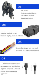 สายไฟต่อแจ็กเก็ตญี่ปุ่นสีดำ125V ยาว2เมตรพร้อมสาย3x0.75mm2 C13 IEC