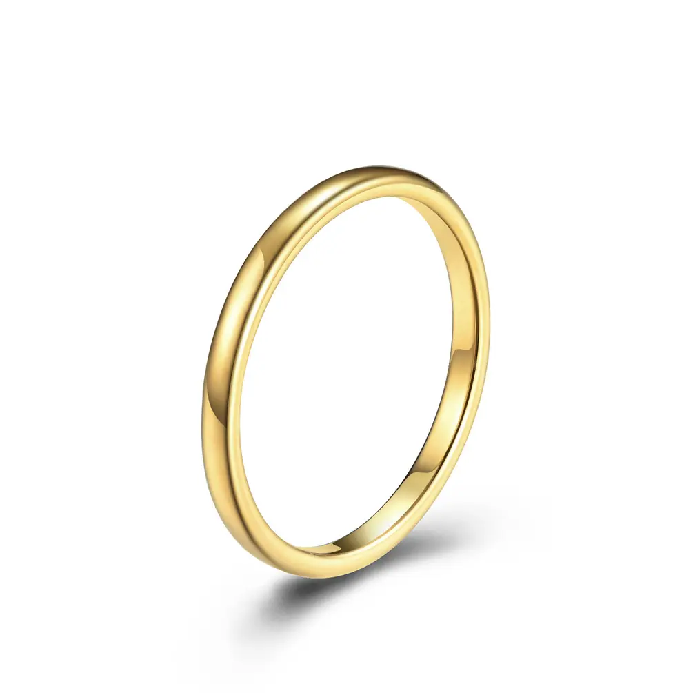 Duyizhao đồ trang sức vonfram vòng 2mm hoàn thành 18K vàng sang trọng tungsten carbide Vòng cho nam giới phụ nữ cặp vợ chồng Nhẫn cưới trong kho