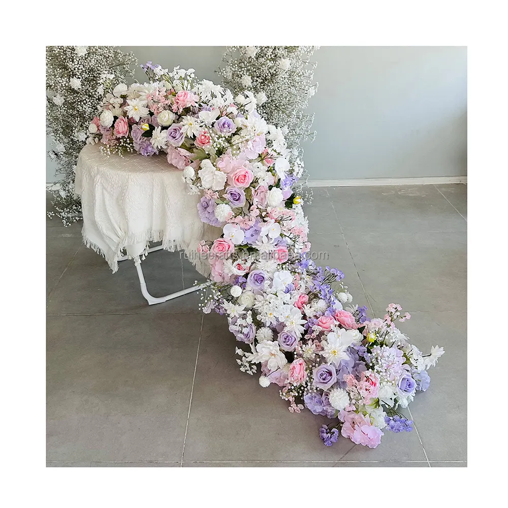 Corredor de mesa para casamento, sofá floral, cor rosa e roxa, 2m, decoração floral para eventos, adereços para festas, decoração de fundo