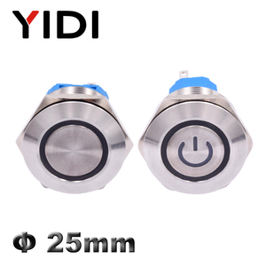YIDI 25mm Elektrischer Ein-Aus-LED-Druckknopf schalter SPDT DPDT 12/24/220V IP65 Moment verriegelung Metall druckknopf 1 NO1NC 2 NO2NC - Product Image 2