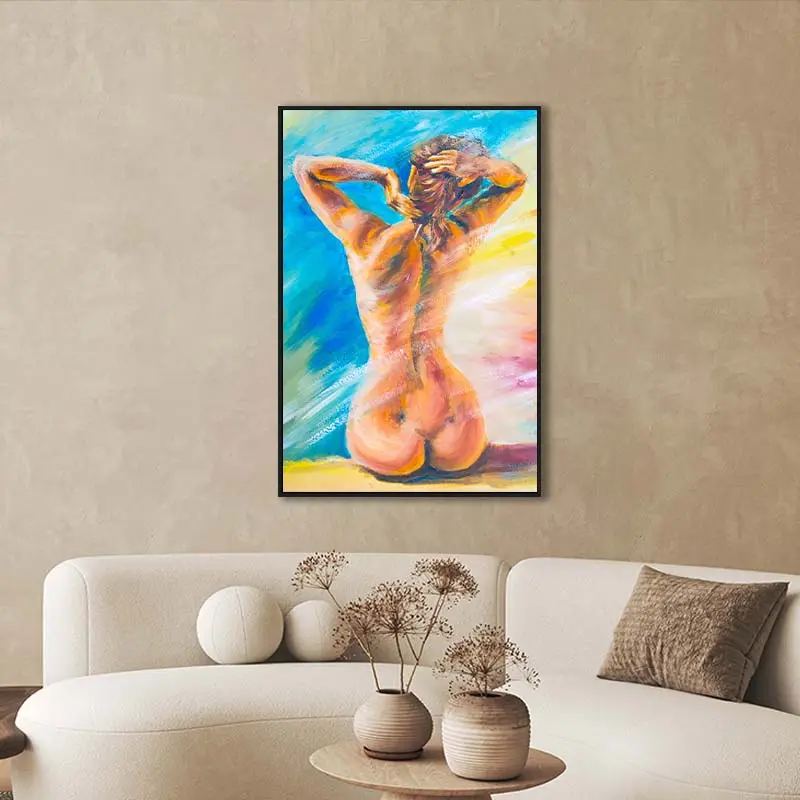 Artzfolio امرأة عارية جميلة تجلس بدون إطار لوحة فنية مطبوعة قماش سادة × 30 بوصة