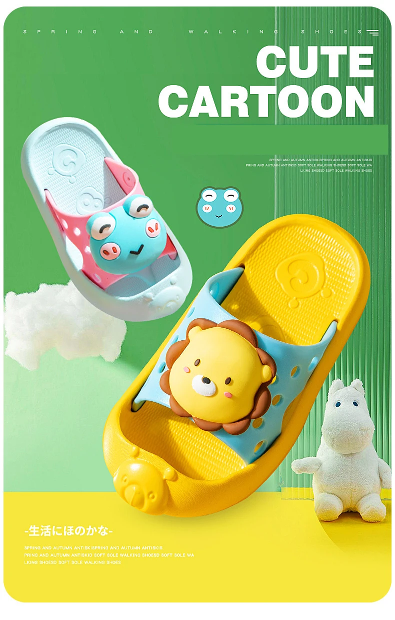 Cartoon Summer Sandals Slippers Kids Flat Toe Shoes Sandals for Boys and Girls