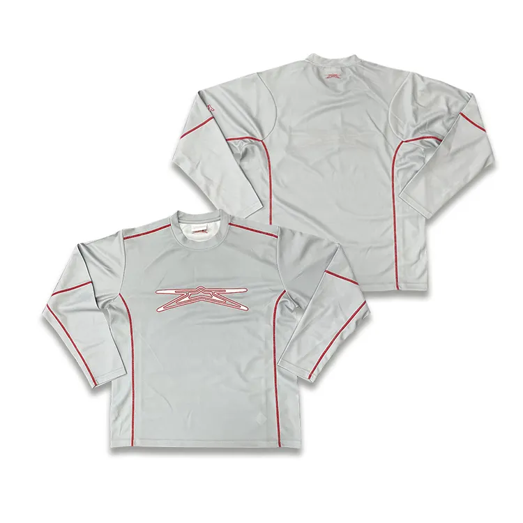 Venta al por mayor en blanco llano deportes Jersey personalizado bordado Diseño manga larga Camisetas