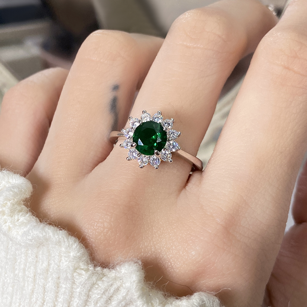 Placage rhodium pierre verte