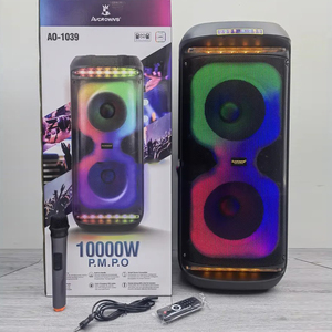 Novo orador de festa AO-1039 com luz LED atraente 8V/5500mAh 40W <span class=keywords><strong>Bluetooth</strong></span> alto-falante portátil sem fio 10 polegadas