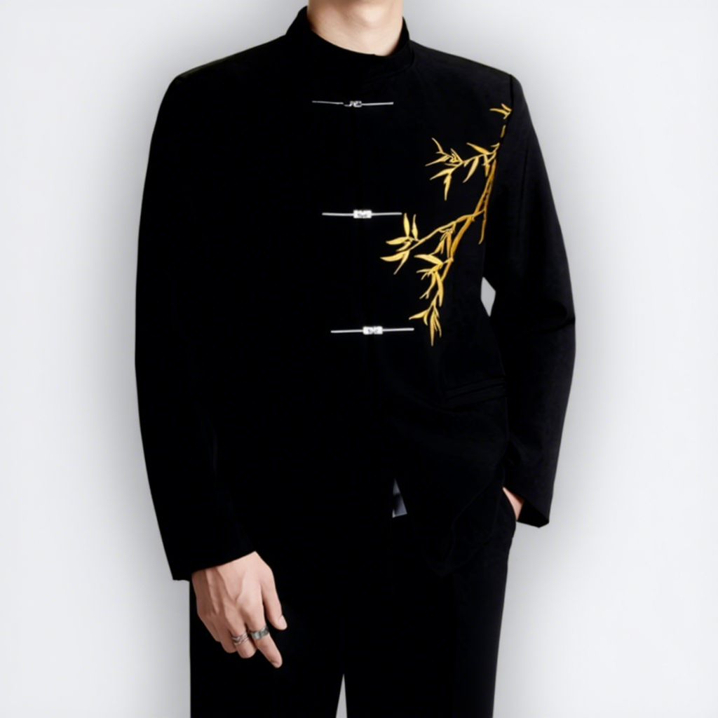 Zs 50000g-piece set-zhongshan suit long pants-black