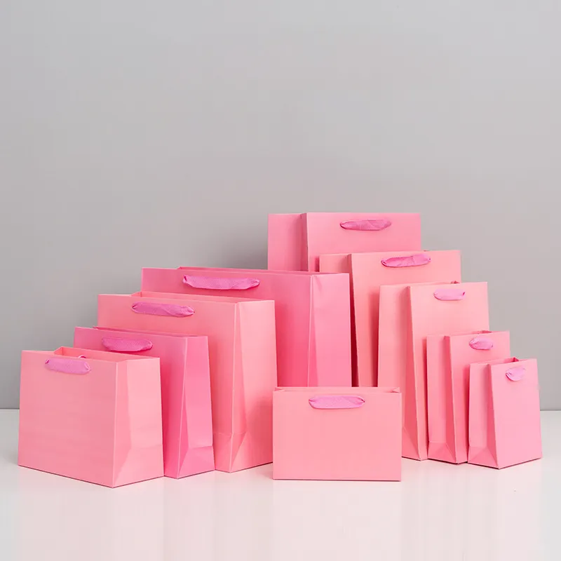 Kostenlose Probe Karton Kraft Shopping Geschenk Schuh rosa Papiertüte mit Ihrem eigenen Logo Papiertüten mit Griff Einzelhandel Luxus-Tasche