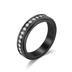 Nhẫn Xoay Giảm Lo Âu Có Thể Tùy Chỉnh Nhẫn Xoay Giảm Căng Thẳng Sáng Bóng Nhẫn Xoay Đá Zircon Bằng Thép Không Gỉ Vàng 18K Cho Nam Nữ - Product Image 3