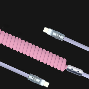 Type <strong>C</strong> to Type <strong>C</strong> Coiled Cable 1m Spring QC Charging Type <strong>C</strong> Data Charger Cable for Android Mobile Phone - Product Image 3