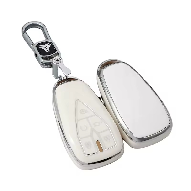 type-C 5 Button cover+Metal keychain-White