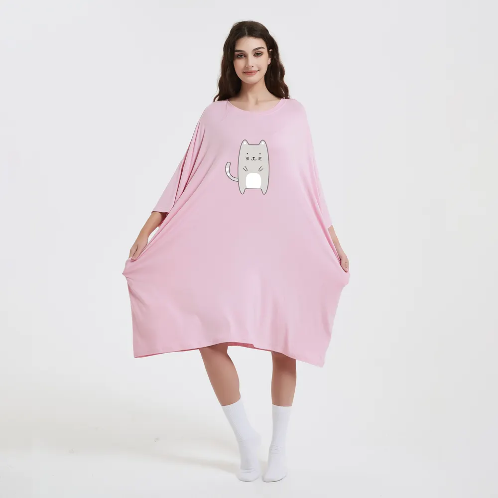 Soft Summer Bamboo Pajamas Short Sleeve Oversized T Shirt Comfortable Sleepwear Dress sleep tee Nightgowns for Women