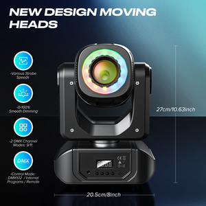 Moving Head Light 8 Gobos 8 Colors 9/11 Channel <strong>DMX</strong> 512 <strong>LED</strong> Stage Light with Remote <strong>Control</strong> - Product Image 3