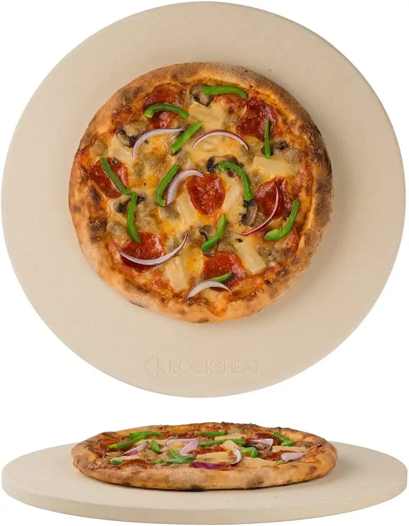 Piedra redonda para Pizza de 13 pulgadas y 15 pulgadas, piedra para horno y parrilla, para exteriores