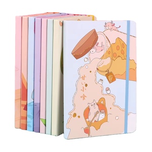 Bloc de notas de tapa dura A5 con banda elástica Borde colorido Dibujos animados lindos 80 hojas Página forrada Diario Cuaderno Álbum de recortes - Product Image 1
