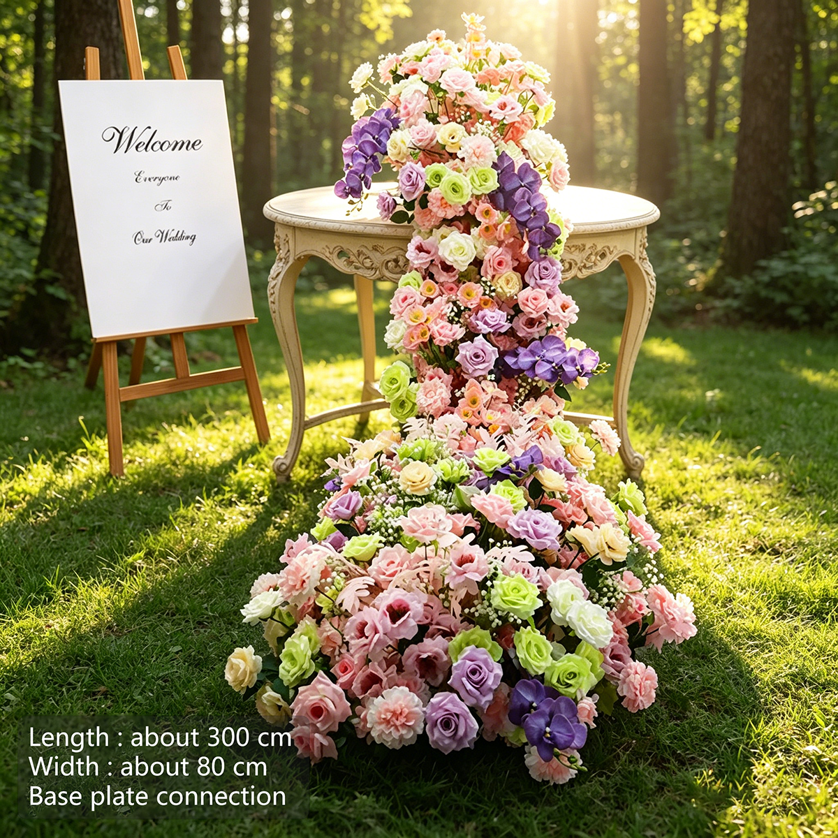3m pink green rose peony waterfall flower without shelf sucker