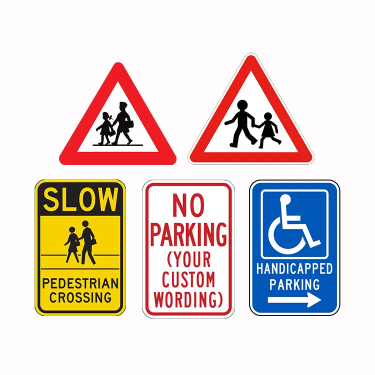 Señal de advertencia de tráfico de seguridad de precaución para obras viales de Metal imprimible personalizada, señal de símbolo de señalización de carretera para transporte