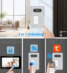วิดีโออินเตอร์คอม IP55 จอสัมผัส 7 นิ้ว ระบบอินเตอร์คอมวิดีโอสำหรับอพาร์ทเมนต์ <span class=keywords><strong>3</strong></span> ยูนิต ระบบอินเตอร์คอมประตูแบบ Wifi Tuya - Product Image 3
