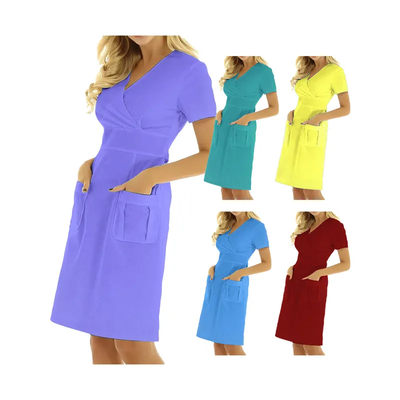 newest product stretchy nursing dresses breastfeeding one piece nurse skirts hospital medical uniform skirt suit for nurses