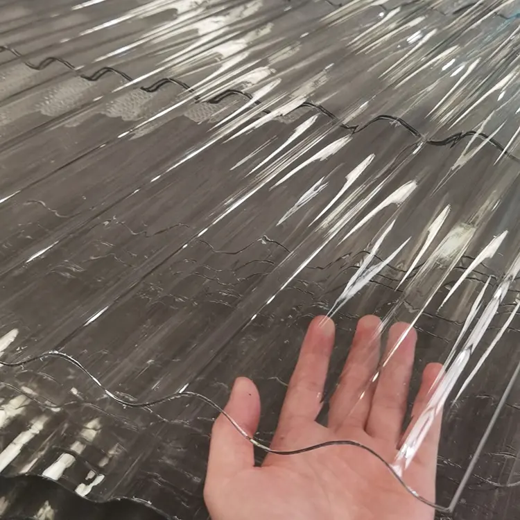 Paneles de policarbonato Lámina de techo ondulado transparente de plástico corrugado de policarbonato trapezoidal transparente para techo de día de trabajo