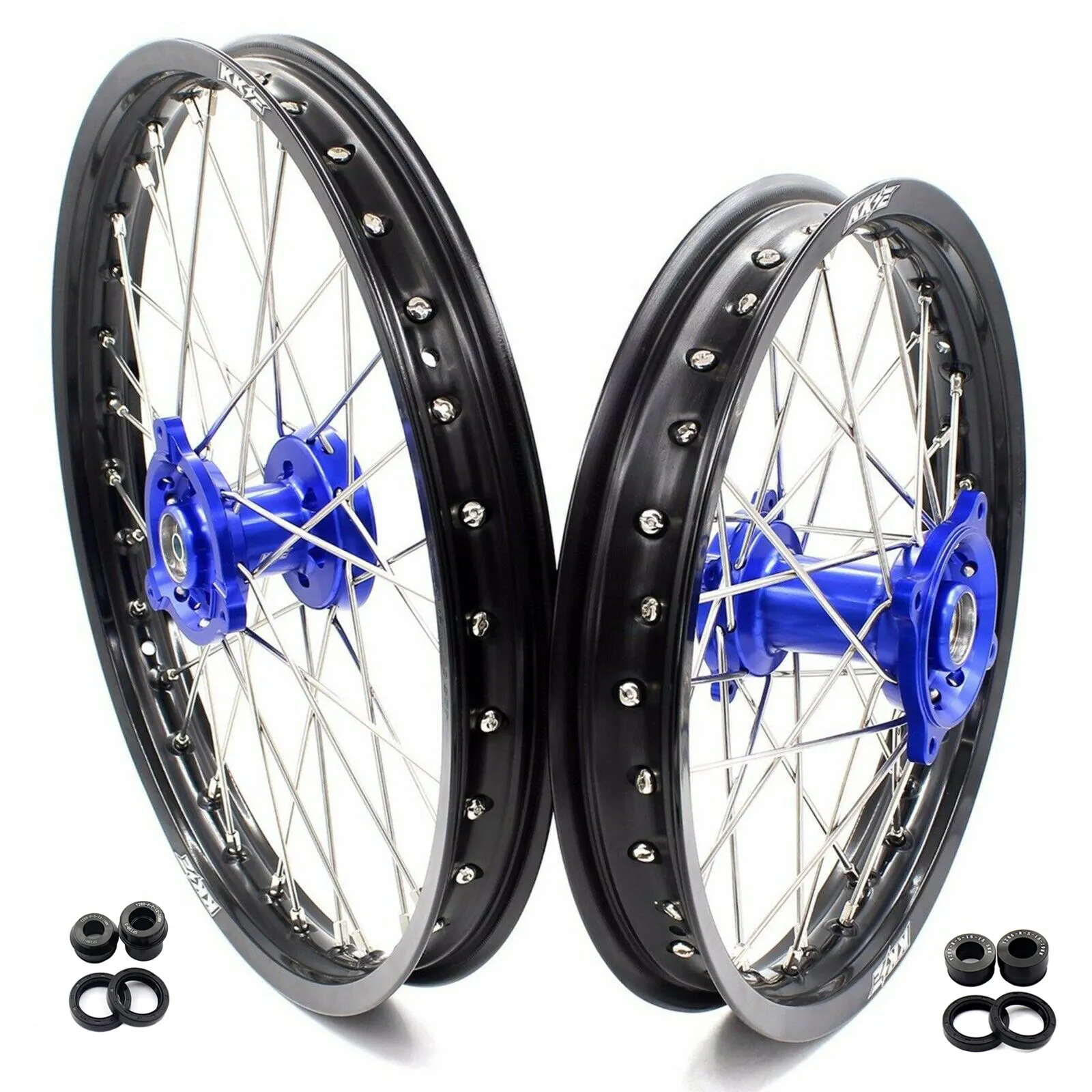 Kke jantes de criança para motocicleta, conjunto de aro de liga de alumínio azul yz80 1990-2001 yz85 2002-2023, hub preto