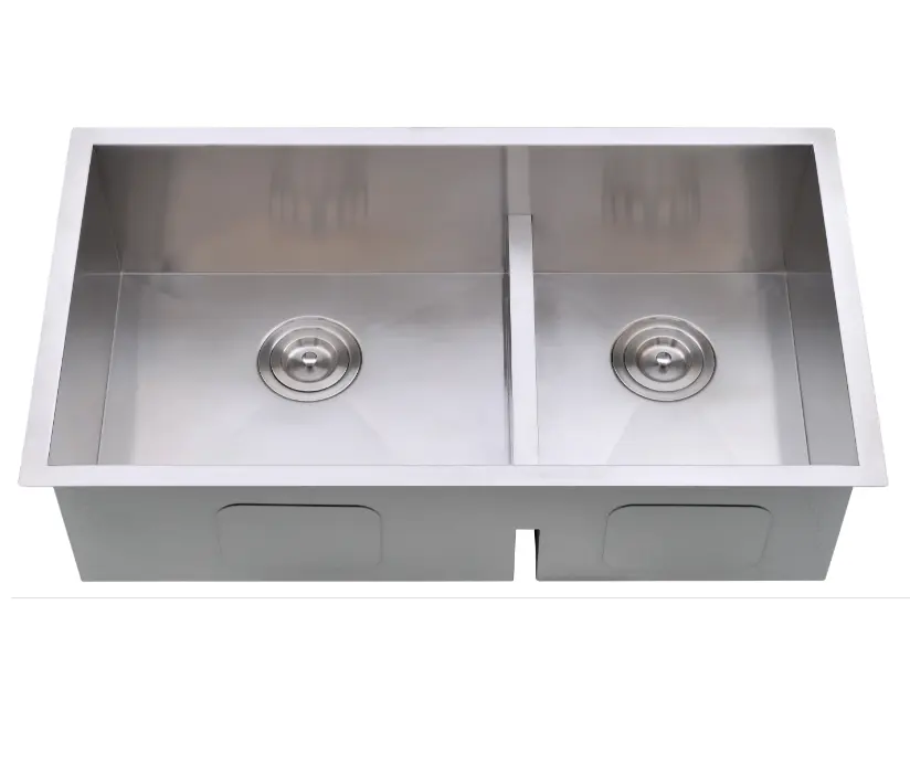 Kitchen Sink Double Bowl 304 Stainless Steel Modern Square 5 Years Brushed YF-3218 CN;GUA without Faucet 0.8mm Hotel YUFA