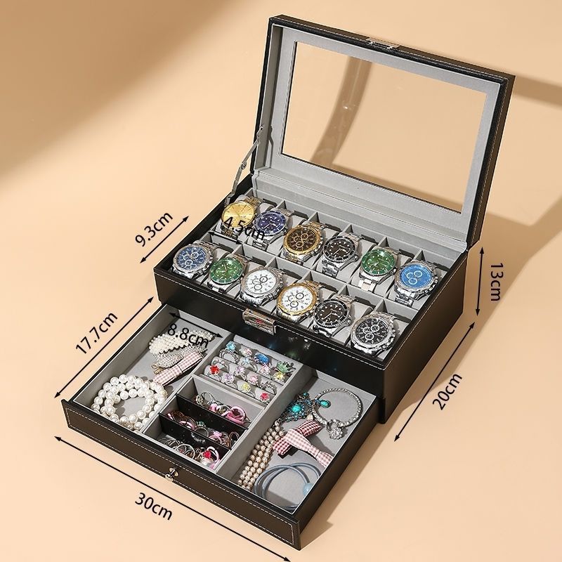 12-piece double-layer watch box in gray - quality control
