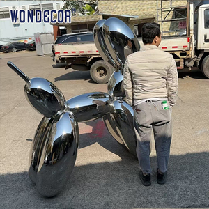 WONDECOR besar luar ruangan abstrak balon logam anjing stainless steel patung - Product Image 6