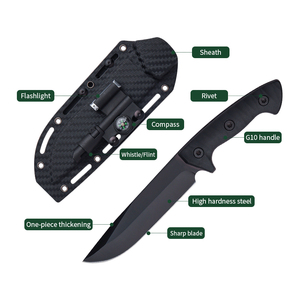 Ngoài Trời Chiến Thuật Cố Định Lưỡi Dao Với Bowe Dao Kit Thẳng Lưỡi Thép G10 Xử Lý Còi La Bàn Đèn Pin - Product Image 5