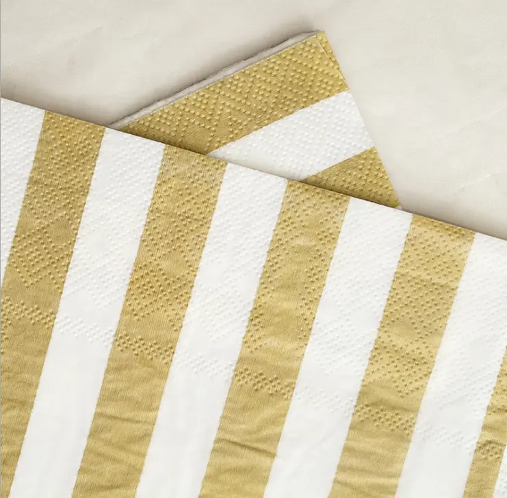 Party Paper Guardanapo Tissue sets Biodegradável 33cm 16pcs Food Grade Papel Dot Wave Stripe Design para Festa de Aniversário