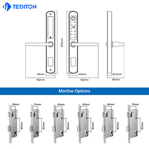 Fechadura de porta inteligente à prova d'água em aço inoxidável 304 com código de impressão digital para exterior Tediton Tuya Wifi