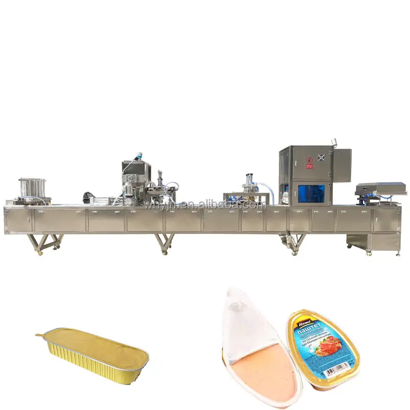 Machine de remplissage et de scellage Yijianuo Scellant de plateau en aluminium Machine de remplissage et de capsulage automatique pour la pâte de foie gras d'oie