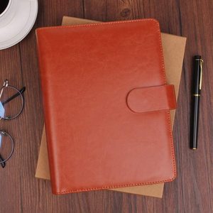 Binder 6 Ring <strong>Notebook</strong> A5 Leather <strong>Note</strong> Journal/Refillable Loose Leaf Business custom embossed logo document file folder folder