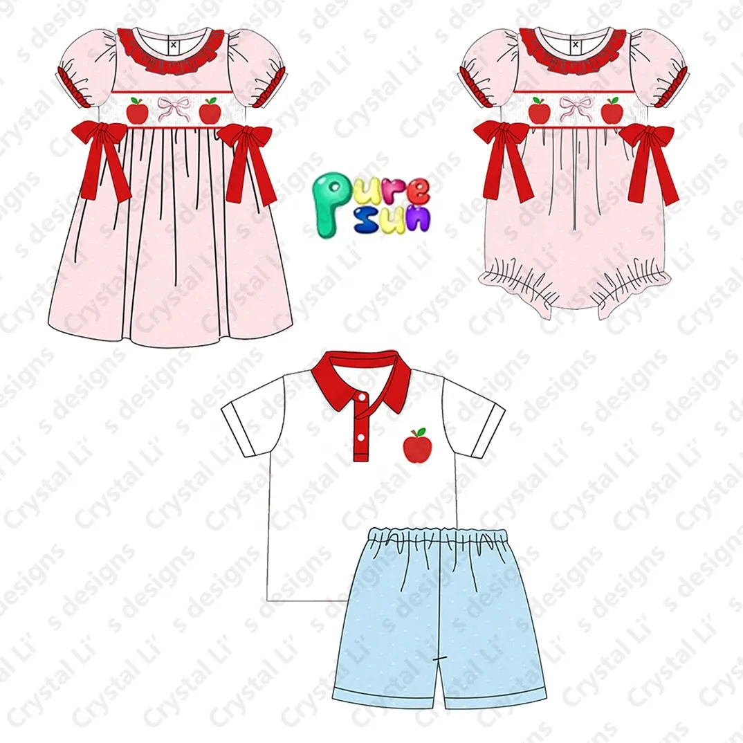 Mameluco informal de verano con burbujas ahumadas para niña, traje de bebé pequeño con diseño de puntos suizos, ropa para niños de vuelta a la escuela, venta al por mayor