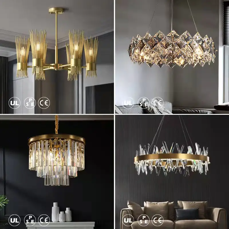 Candelabro personalizado de estilo moderno para interiores, lámparas Led de lujo de bronce dorado para Hotel, luces colgantes de cristal K9, venta al por mayor