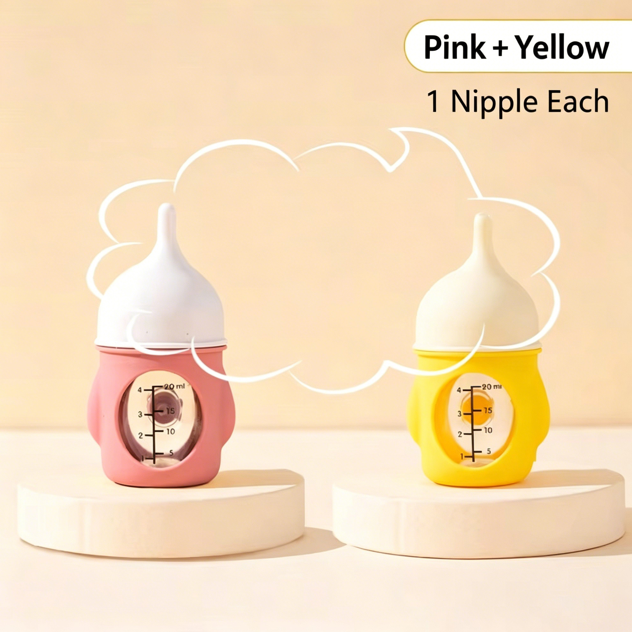 Chupete-tamaño pequeño-pack de 2-rosa amarillo