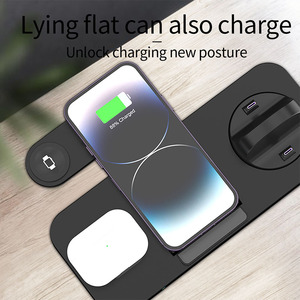 B-21A 15W 5 Port All in One kablosuz şarj katlanır dikey kablosuz şarj cep telefonu kulaklık için standı izle - Product Image 6